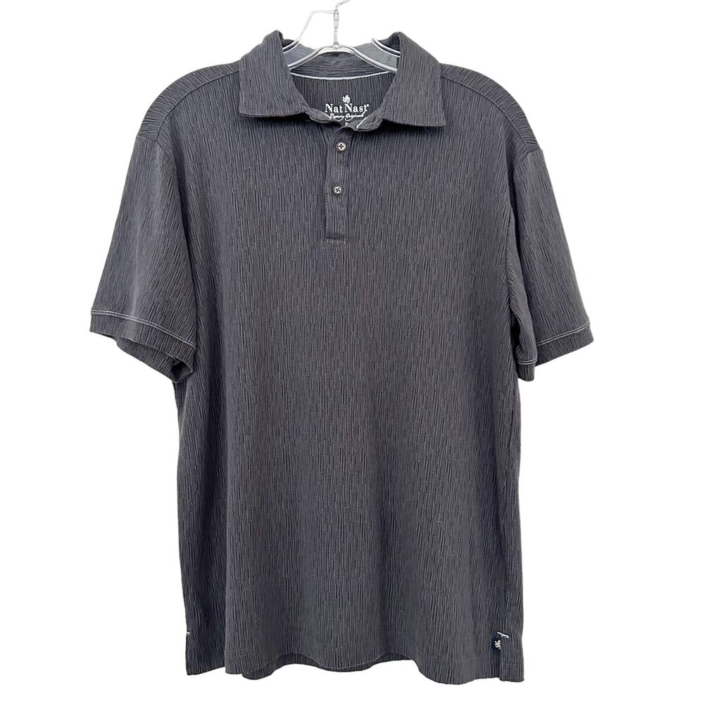 Nat Nast Gray Short Sleeve Golf Polo T Shirt Sz S